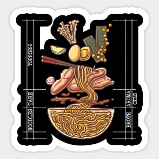 Retro Japanese Kawaii Anime Ramen Men Kids Women Funny Ramen Sticker